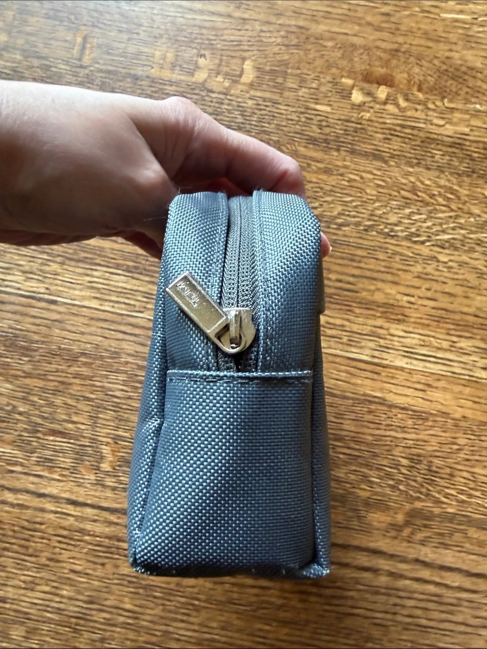 Small Tumi Gray Men's Toiletry Pouch with Silver Accent